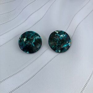 Vtg Lucite Sparkly Domed Stud Earrings